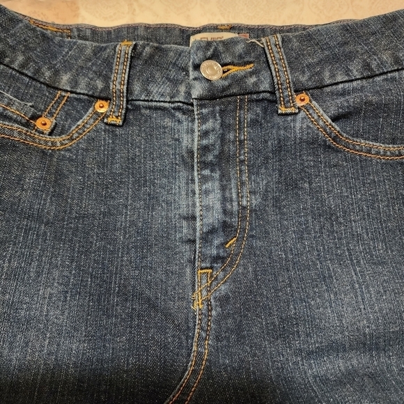 Levi’s Deconstructed Dark Wash Blue Denim Mini Skirt Raw Hem Women's Size 8 EUC - Picture 5 of 16